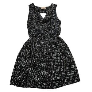 Love Tree Women's Sleeveless Black & White Polka Dots Fit & Flare Dress, Large